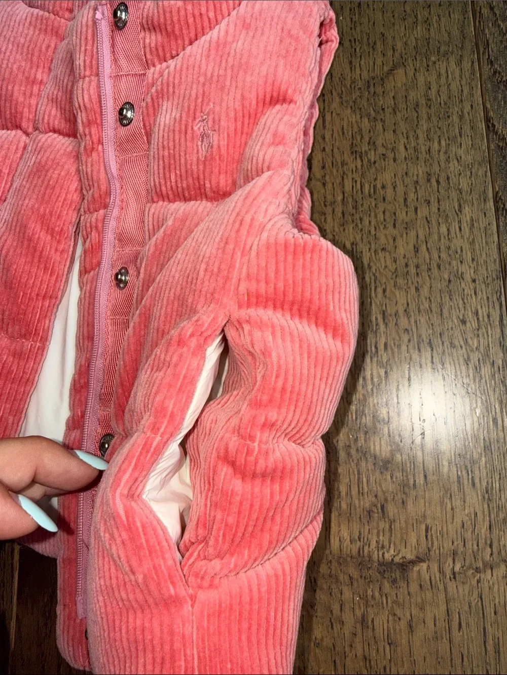 Ralph Lauren Coral Pink Corduroy Quilted Puffer Vest 9-12 months baby 1 year